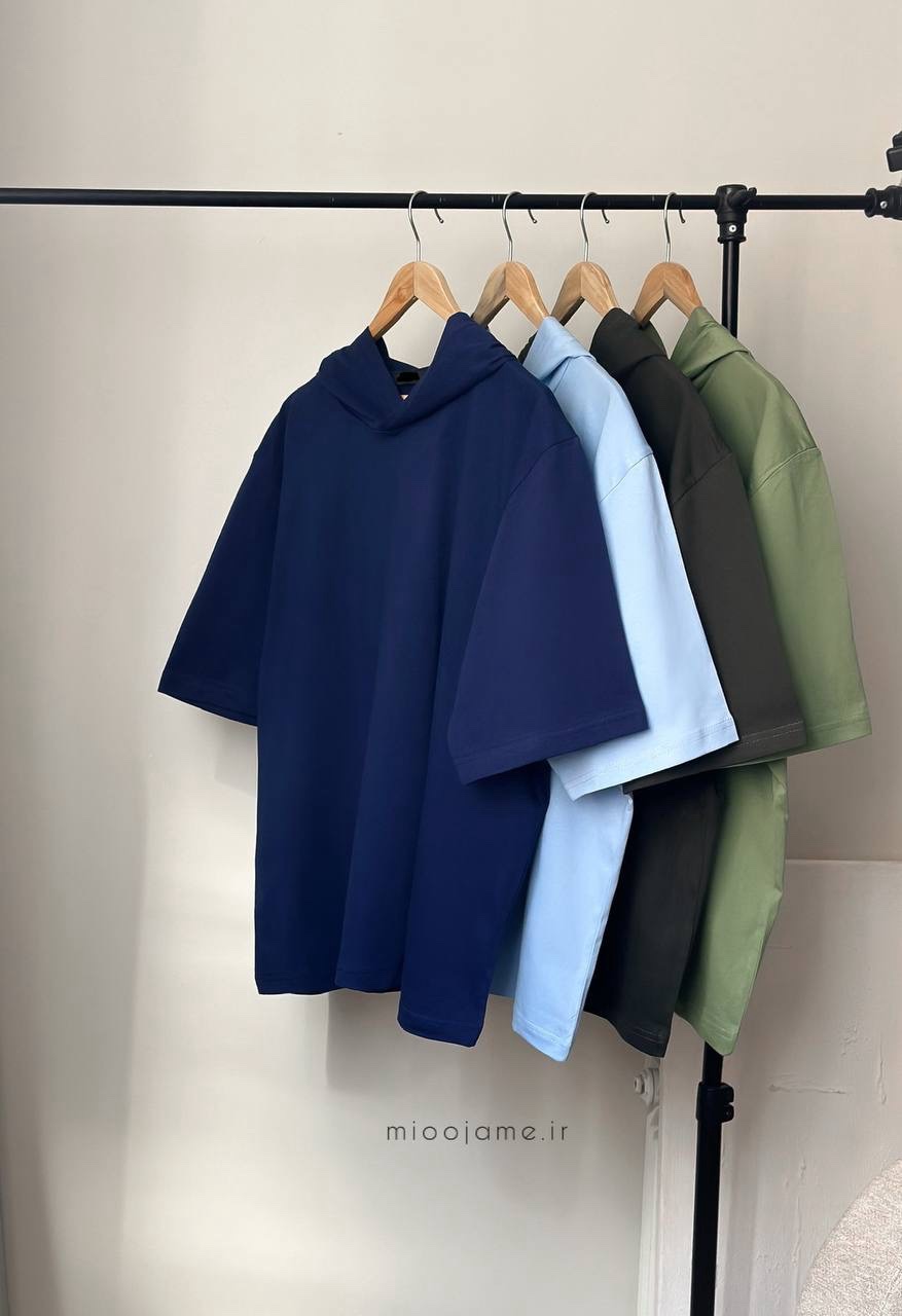 کد ۰۱۱۱۱۴۱۷تیشرت کلاه دار باکسی ساده